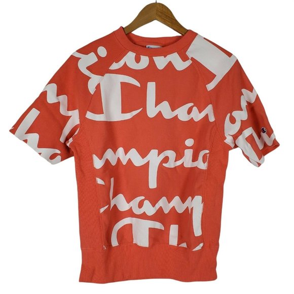 Champion Unisex S Reverse Weave All Over Print Short Sleeve Fleece Sweatshirt - Picture 2 of 12